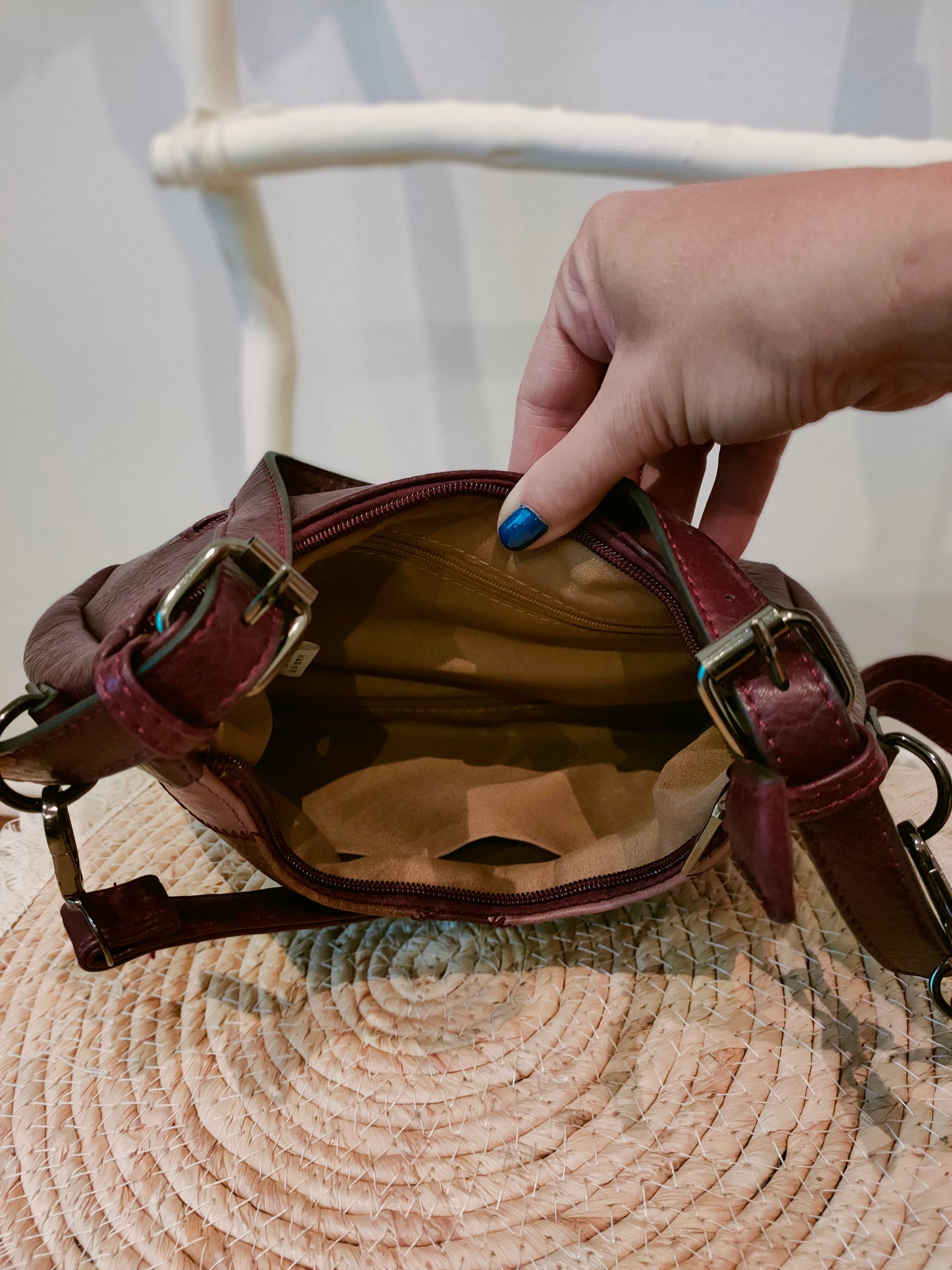 Bolso vintage de hombro rombos granates